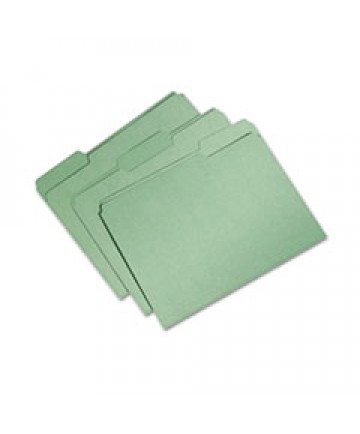 7530015664132 SKILCRAFTRECYCLED FILE FOLDERS, 1/3-CUT 1-PLY TABS, LETTER SIZE, BRIGHT GREEN, 100/BOX