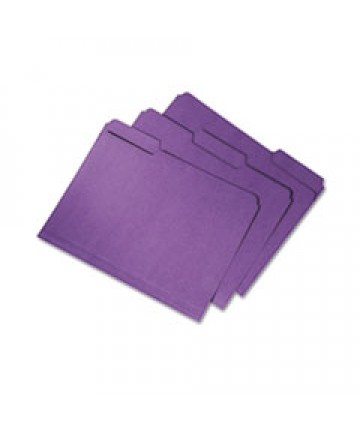 7530015664133 SKILCRAFT RECYCLED FILE FOLDERS, 1/3-CUT 2-PLY TABS, LETTER SIZE, PURPLE, 100/BOX
