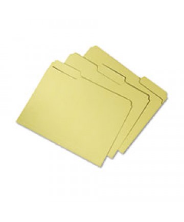 7530015664136 SKILCRAFT RECYCLED FILE FOLDERS, 1/3-CUT 2-PLY TABS, LETTER SIZE, YELLOW, 100/BOX