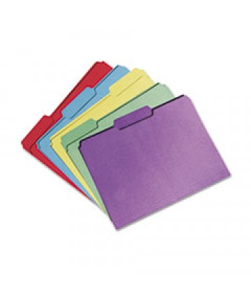 7530015664138 SKILCRAFTRECYCLED FILE FOLDERS, 1/3-CUT 1-PLY TABS, LETTER SIZE, ASSORTED, 100/BOX