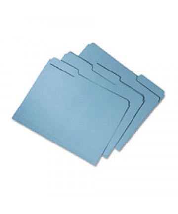 7530015664144 SKILCRAFT RECYCLED FILE FOLDERS, 1/3-CUT 2-PLY TABS, LETTER SIZE, BLUE, 100/BOX