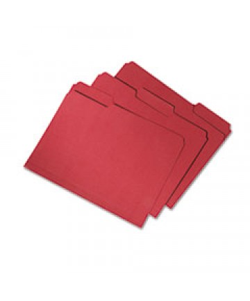 7530015664146 SKILCRAFT RECYCLED FILE FOLDERS, 1/3-CUT 2-PLY TABS, LETTER SIZE, RED, 100/BOX