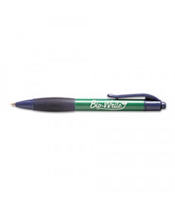 7520015789309 SKILCRAFT BIOWRITE RETRACTABLE BALLPOINT PEN, 1MM, BLUE INK, GREEN BARREL, DOZEN
