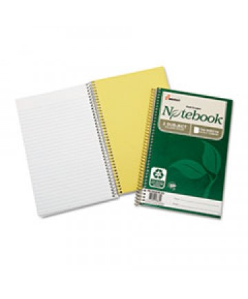 7530016002020 SKILCRAFT RECYCLED NOTEBOOK, 3 SUBJECTS, MEDIUM/COLLEGE RULE, GREEN COVER, 9.5 X 6, 150 SHEETS, 3/PACK