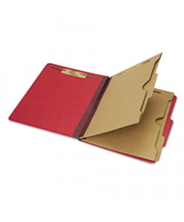 7530016006972 SKILCRAFT POCKET-STYLE CLASSIFICATION FOLDER, 2 DIVIDERS, LETTER SIZE, DARK RED, 10/BOX