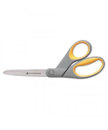 5110016296574 SKILCRAFT WESTCOTT TITANIUM BONDED SCISSORS, 8" LONG, 3.5" CUT LENGTH, GRAY/YELLOW OFFSET HANDLE