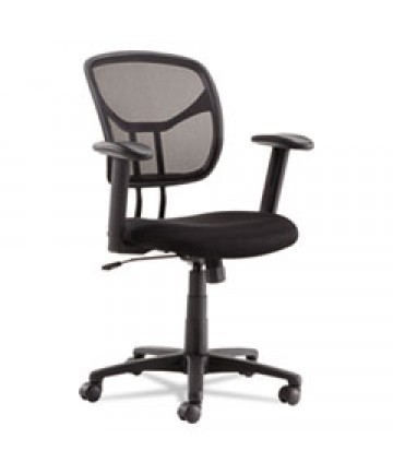SWIVEL/TILT MESH TASK CHAIR WITH ADJUSTABLE ARMS, SUPPORTS UP TO 250 LBS., BLACK SEAT/BLACK BACK, BLACK BASE