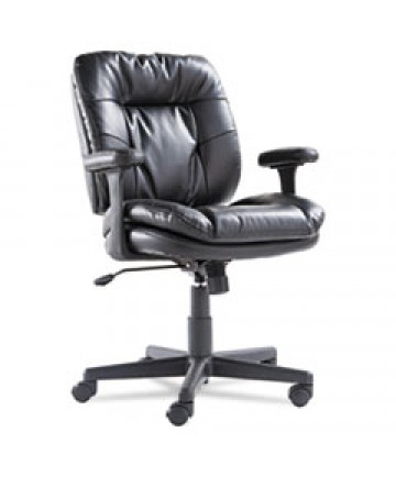 EXECUTIVE BONDED LEATHER SWIVEL/TILT CHAIR, SUPPORTS UP TO 250 LBS, BLACK SEAT/BACK/BASE