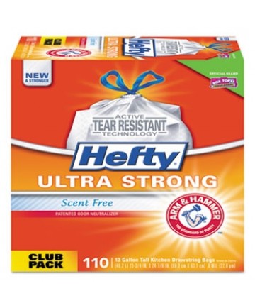 Ultra Strong Tall Kitchen and Trash Bags, 13 gal, 0.9 mil, 23.75" x 24.88", White, 330/Carton