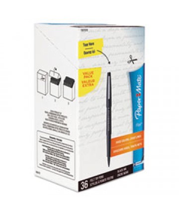 POINT GUARD FLAIR STICK POROUS POINT PEN, BOLD 1.4MM, BLACK INK/BARREL, 36/BOX