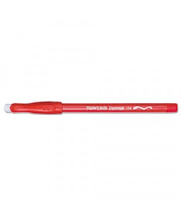 ERASER MATE STICK BALLPOINT PEN, MEDIUM 1MM, RED INK/BARREL, DOZEN