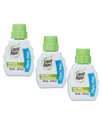 Fast Dry Correction Fluid, 22 Ml Bottle, White, 3/pack