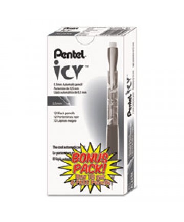 ICY MECHANICAL PENCIL, 0.5 MM, HB (#2.5), BLACK LEAD, TRANSPARENT SMOKE BARREL, 24/PACK