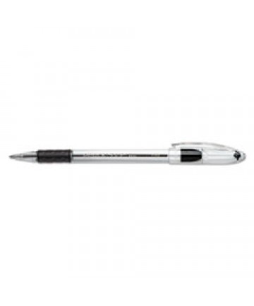 R.S.V.P. STICK BALLPOINT PEN, FINE 0.7MM, BLACK INK, CLEAR/BLACK BARREL, DOZEN