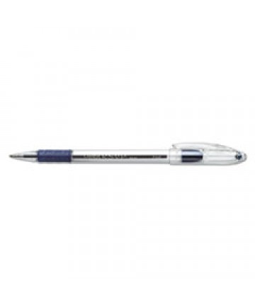 R.S.V.P. STICK BALLPOINT PEN, FINE 0.7MM, BLUE INK, CLEAR/BLUE BARREL, DOZEN