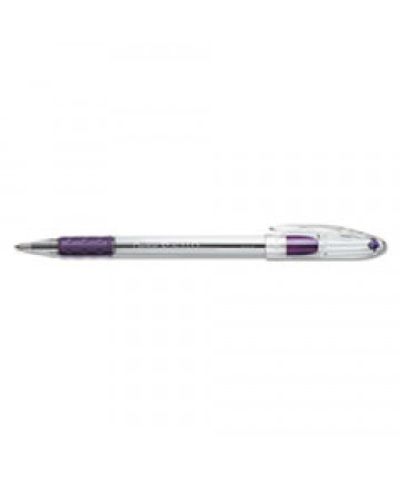 R.S.V.P. STICK BALLPOINT PEN, FINE 0.7MM, VIOLET INK, CLEAR/VIOLET BARREL, DOZEN