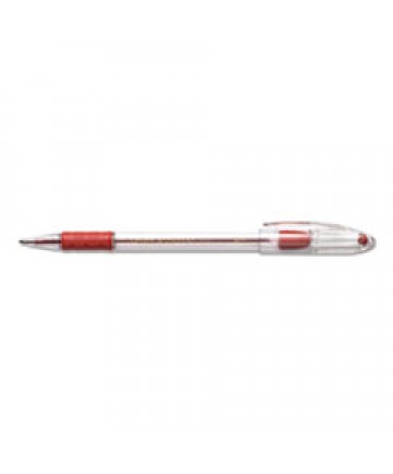 R.S.V.P. STICK BALLPOINT PEN, MEDIUM 1MM, RED INK, CLEAR/RED BARREL, DOZEN