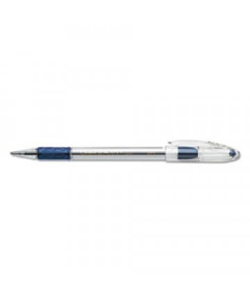 R.S.V.P. STICK BALLPOINT PEN, MEDIUM 1MM, BLUE INK, CLEAR/BLUE BARREL, DOZEN