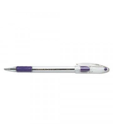 R.S.V.P. STICK BALLPOINT PEN, MEDIUM 1MM, VIOLET INK, CLEAR/VIOLET BARREL, DOZEN