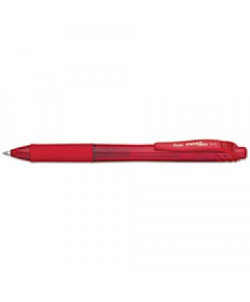 ENERGEL-X RETRACTABLE GEL PEN, 0.7 MM METAL TIP, RED INK/BARREL, DOZEN