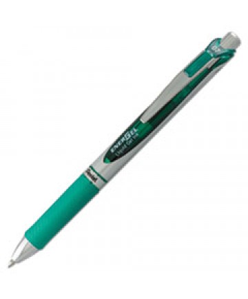 ENERGEL RTX RETRACTABLE GEL PEN, MEDIUM 0.7 MM, GREEN INK, GREEN/GRAY BARREL