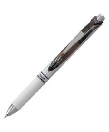 ENERGEL RTX RETRACTABLE GEL PEN, 0.5 MM, BLACK INK, WHITE/BLACK BARREL