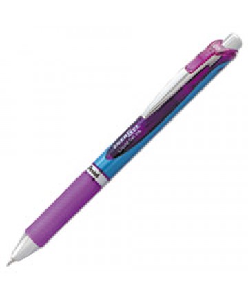 ENERGEL RTX RETRACTABLE GEL PEN, FINE 0.5 MM, VIOLET INK, SILVER/VIOLET BARREL