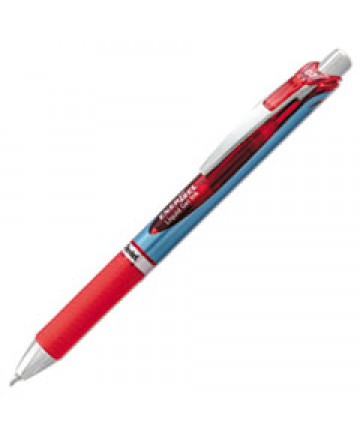 ENERGEL RTX RETRACTABLE GEL PEN, MEDIUM 0.7 MM, RED INK, RED/GRAY BARREL