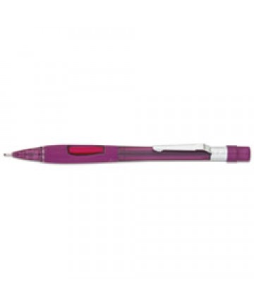 QUICKER CLICKER MECHANICAL PENCIL, 0.9 MM, HB (#2.5), BLACK LEAD, TRANSPARENT BURGUNDY BARREL