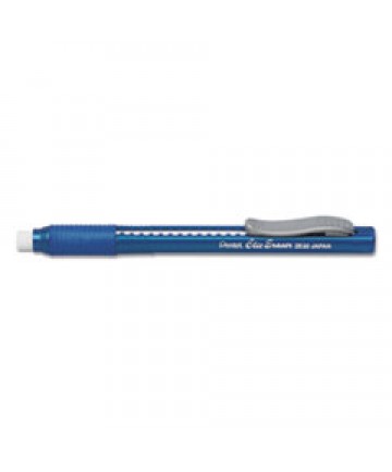 CLIC ERASER GRIP ERASER, WHITE POLYVINYL CHLORIDE ERASER, BLUE BARREL