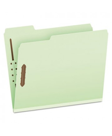 HEAVY-DUTY PRESSBOARD FOLDERS W/ EMBOSSED FASTENERS, LETTER SIZE, GREEN, 25/BOX