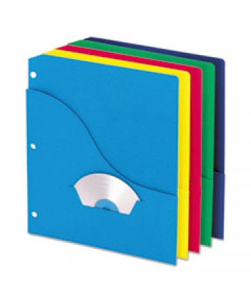 POCKET PROJECT FOLDERS, 3-HOLE PUNCHED, LETTER SIZE, ASSORTED COLORS, 10/PACK