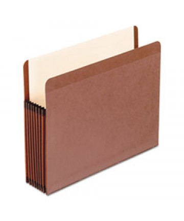PREMIUM REINFORCED EXPANDING FILE POCKETS, 7" EXPANSION, LETTER SIZE, RED FIBER, 5/BOX