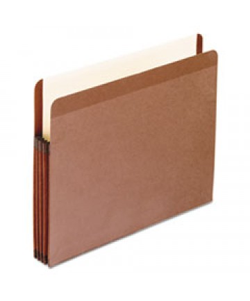 PREMIUM REINFORCED EXPANDING FILE POCKETS, 3.5" EXPANSION, LETTER SIZE, RED FIBER, 10/BOX