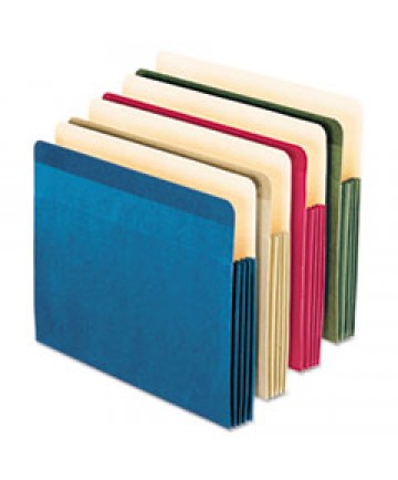 100% RECYCLED COLORED FILE POCKET, 3.5" EXPANSION, LETTER SIZE, ASSORTED, 4/PACK