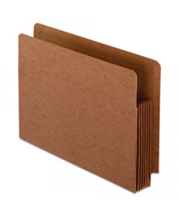 HEAVY-DUTY END TAB FILE POCKETS, 5.25" EXPANSION, LETTER SIZE, RED FIBER, 10/BOX