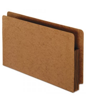 HEAVY-DUTY END TAB FILE POCKETS, 3.5" EXPANSION, LEGAL SIZE, RED FIBER, 10/BOX