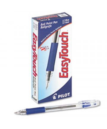 EASYTOUCH STICK BALLPOINT PEN, MEDIUM 1MM, BLUE INK, CLEAR BARREL, DOZEN
