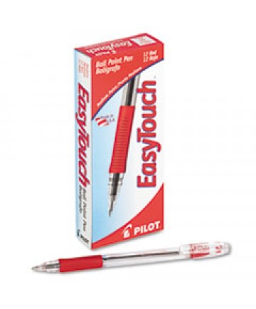 EASYTOUCH STICK BALLPOINT PEN, MEDIUM 1MM, RED INK, CLEAR BARREL, DOZEN