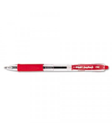 EASYTOUCH RETRACTABLE BALLPOINT PEN, FINE 0.7MM, RED INK, CLEAR BARREL, DOZEN