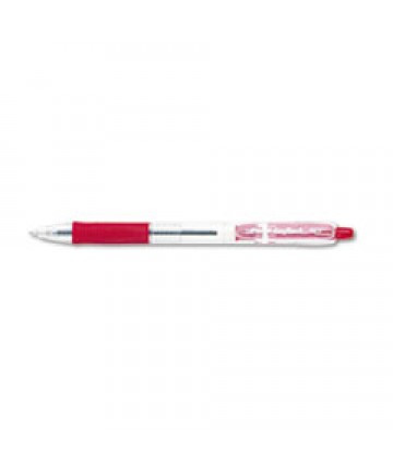 EASYTOUCH RETRACTABLE BALLPOINT PEN, MEDIUM 1MM, RED INK, CLEAR BARREL, DOZEN