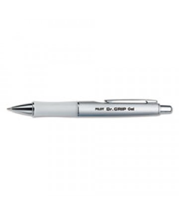 DR. GRIP LIMITED RETRACTABLE GEL PEN, FINE 0.7MM, BLACK INK, PLATINUM BARREL