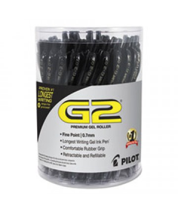 G2 PREMIUM RETRACTABLE GEL PEN, FINE 0.7 MM, BLACK INK/BARREL, 36/PACK