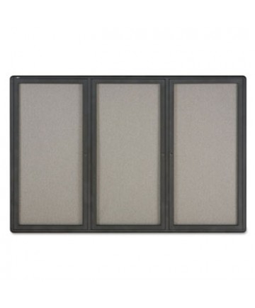 Enclosed Fabric-Cork Board, 72 X 48, Gray Surface, Graphite Aluminum Frame