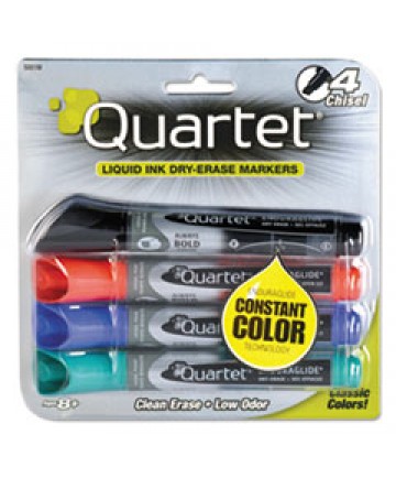 ENDURAGLIDE DRY ERASE MARKER, BROAD CHISEL TIP, ASSORTED COLORS, 4/SET