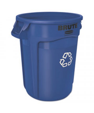 Brute Recycling Container, Round, 32 Gal, Blue