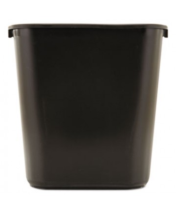 Deskside Plastic Wastebasket, Rectangular, 7 Gal, Black