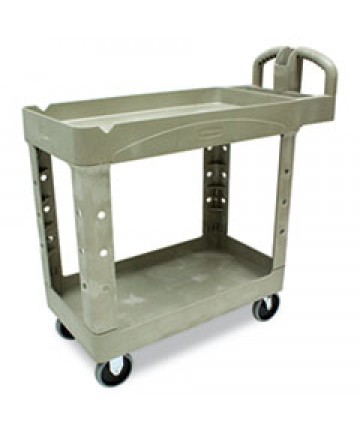 HEAVY-DUTY UTILITY CART, TWO-SHELF, 17.13W X 38.5D X 38.88H, BEIGE