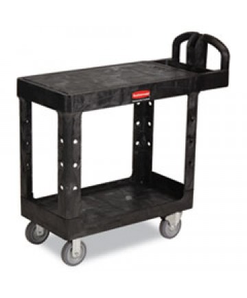 FLAT SHELF UTILITY CART, TWO-SHELF, 19.19W X 37.88D X 33.33H, BLACK