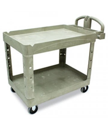 HEAVY-DUTY UTILITY CART, TWO-SHELF, 25.9W X 45.2D X 32.2H, BEIGE